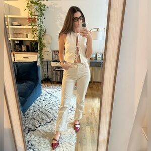Reformation Cynthia Cream Straight Leg Jeans